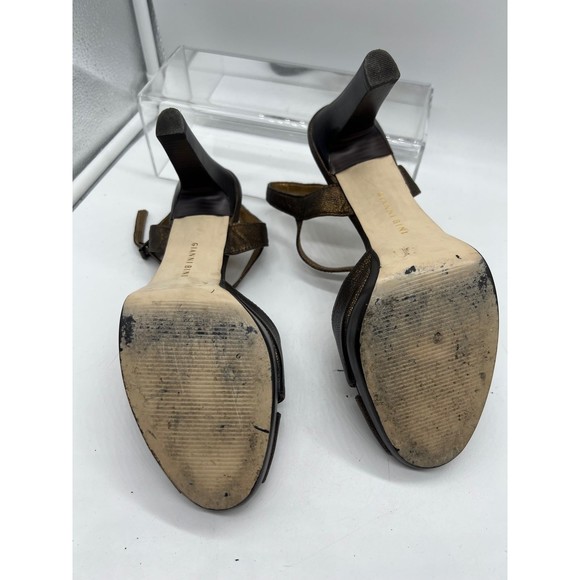 9 M Gianni Bini Gold Metallic Strap Sandal High Heel Open Toe Platform Sling - Picture 5 of 5